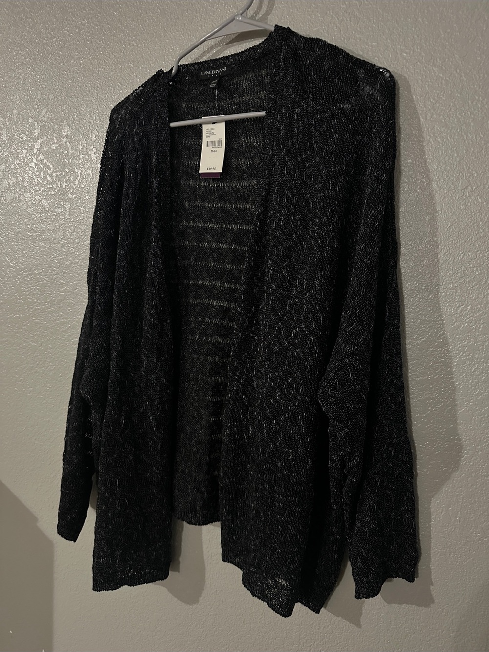 Lane Bryant Black Open-Front Knit Cardigan